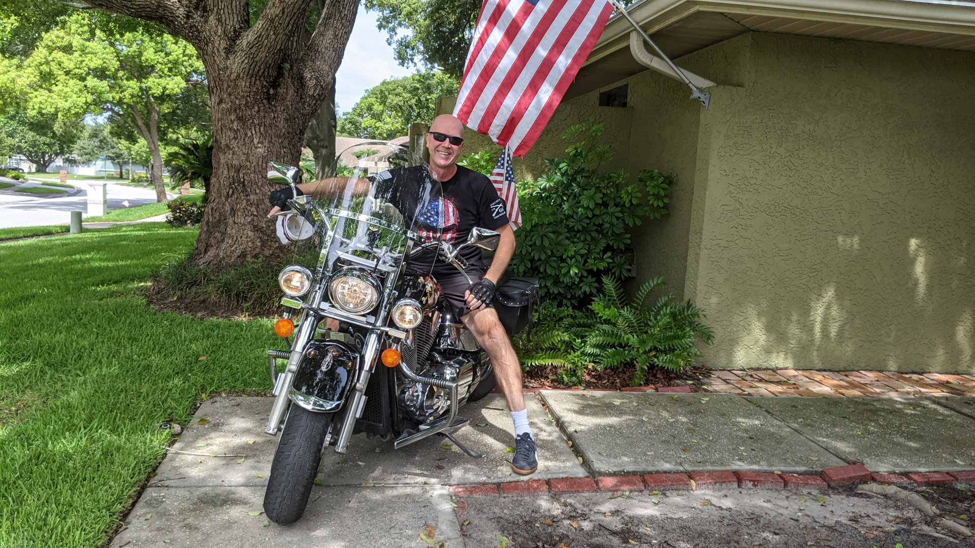 Michael Boanta on his motorcycle